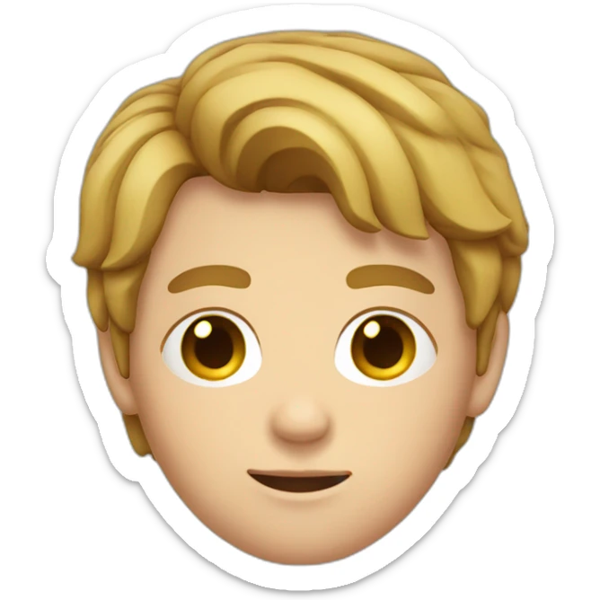 A boy with brown blond court hair a square face and broken nose sticker
