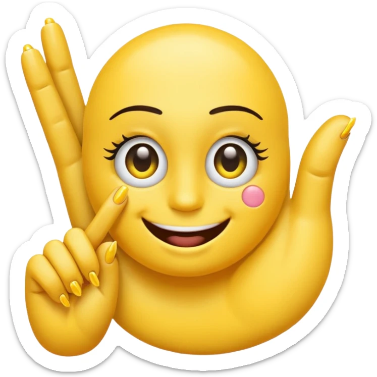 Normal sliming emoji with nails and eyelashes and tapping the thumb and finger together  sticker