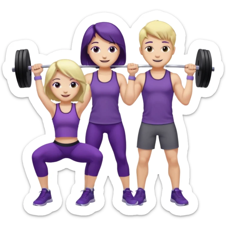cute blonde boy smiling and lifting weights with pale girlfriend with dark purple hair sticker