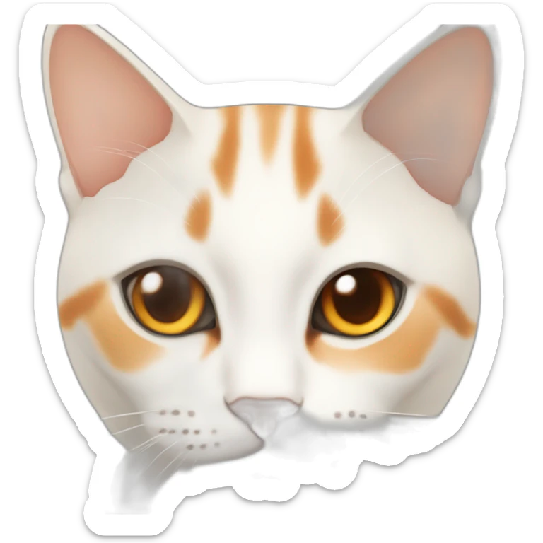 Face only of a White cream with large orange markings British short hair cat sticker