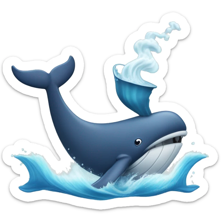 Whale breaching water with a siren above to symbolize “whale alert” sticker