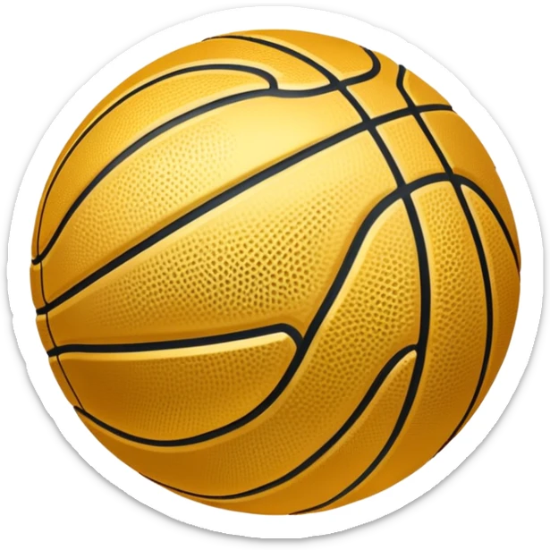 basketball with luxury gold metallic surface instead of orange, black lines pattern of a basketball sticker