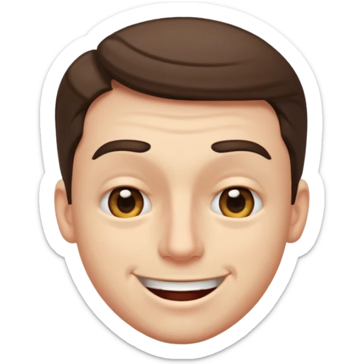 A male squinting his eyes but the mouth is blowing out sticker