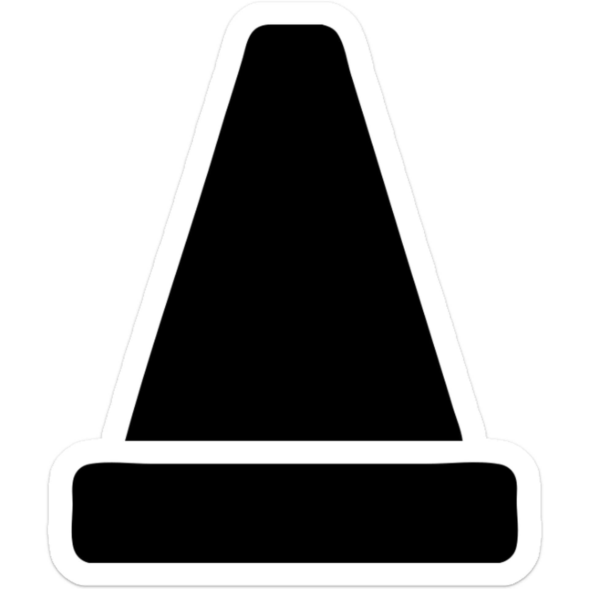 black filled icon of an orange pylon with a square bottom, straight-on view, no perspective, no face or accessories, no bands or stripes sticker