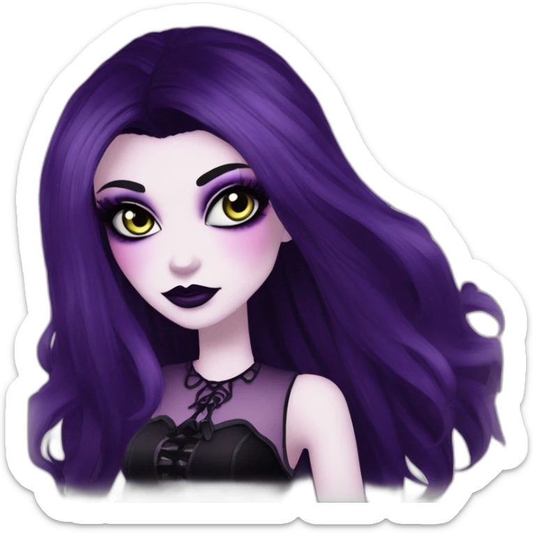 Elissabat-monsterhigh-with-bangs-long-hair-dark-plumpurple-and-black-vampire-goth-makeup-pinkeyes-romanticgothcloses- sticker