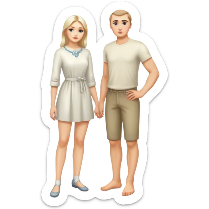 russian men and woman photorealistic standing on feet sticker