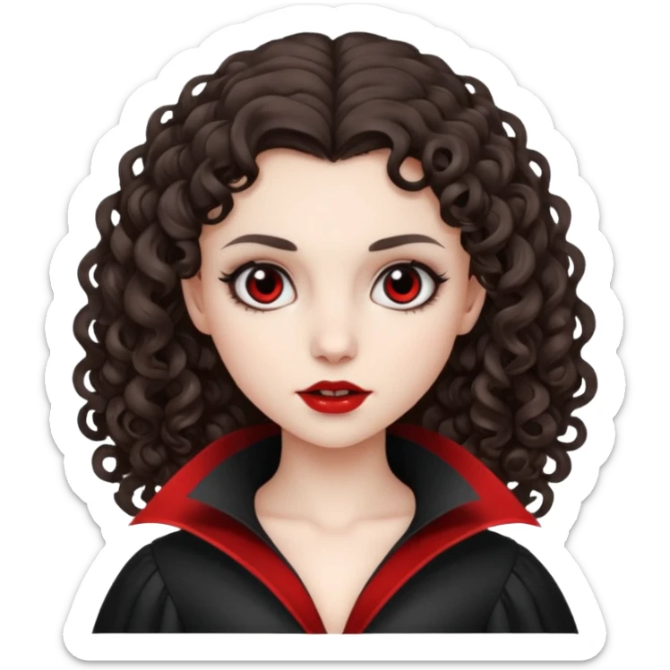 vampire brunette girl with curly, almost straight hair big black gril sticker