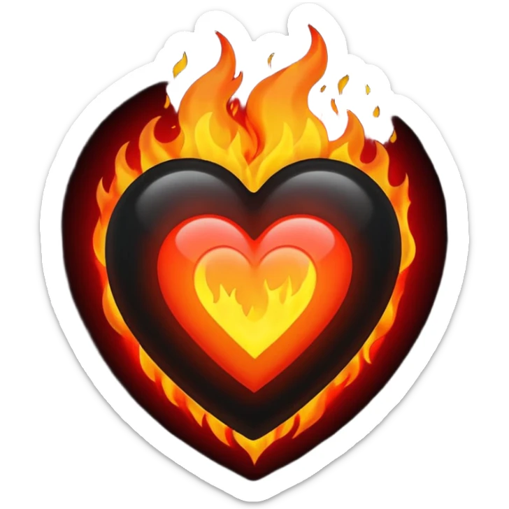 Black heart ani fire sticker