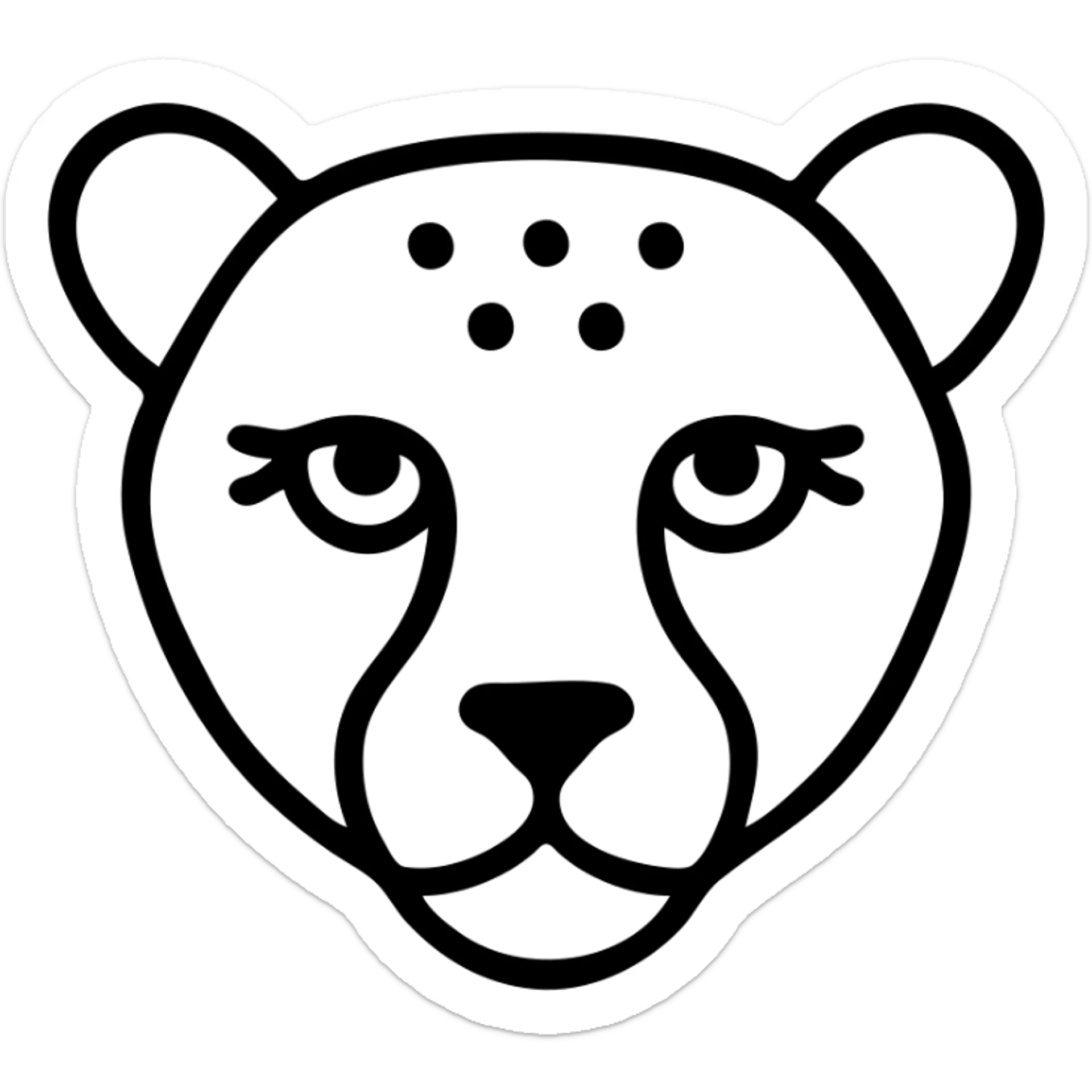 cheetah with prominent lashes outlined icon sticker