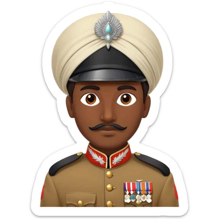 historical Indian sepoy soldier in British colonial uniform with traditional headwear sticker