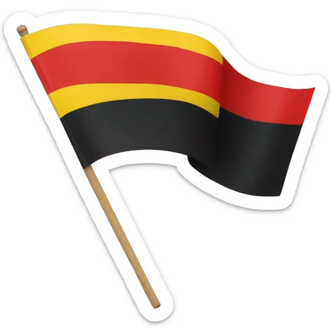 A tricolor flag with black top and red bottom and yellow circle in the middle sticker