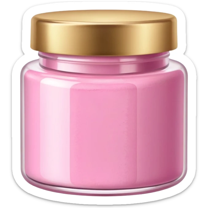 ultra realistic short jar of acrylic powder pink with gold lid sticker