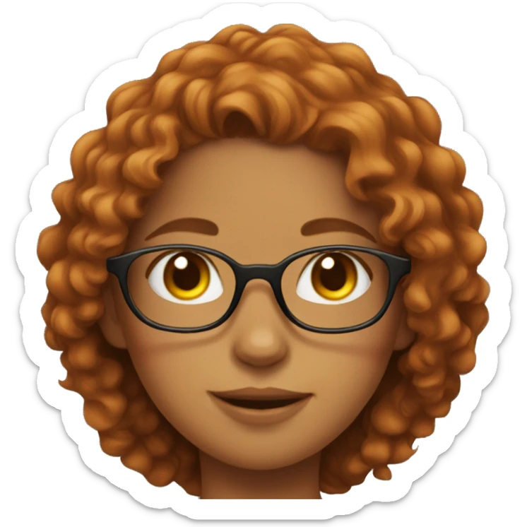 girl with glasses long curly hair and an orange cat sticker