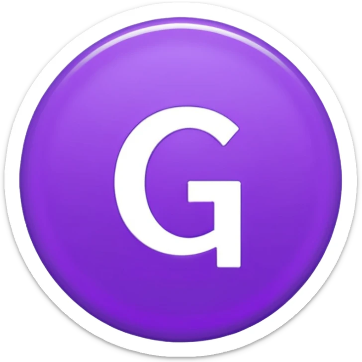 Purple circle 🟣 with letters iG in it - lowercase i and Capital G sticker