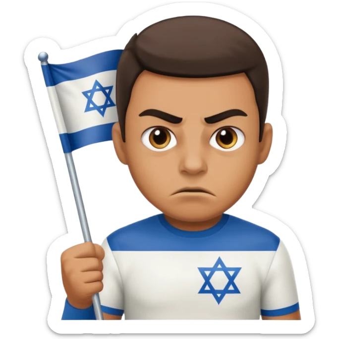 İsrail Bayrak tutan ve çok kızgın bakan adam sevmemiş gibi sticker