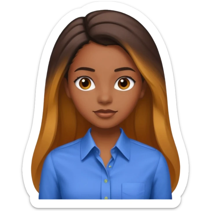 black girl working in colored formal shirt and long sleek hair sticker