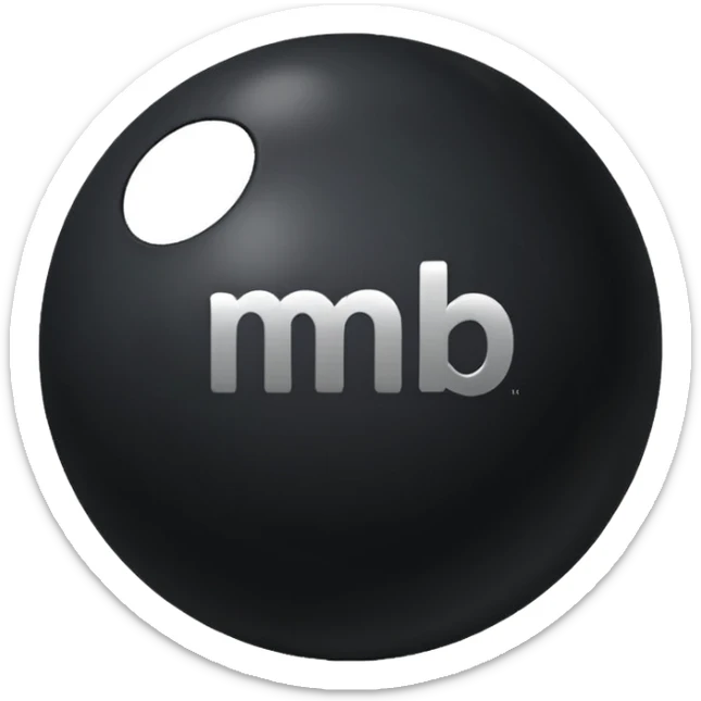 Black Ball with MB written on in the middle of it. Nothing else no holes or anything. sticker