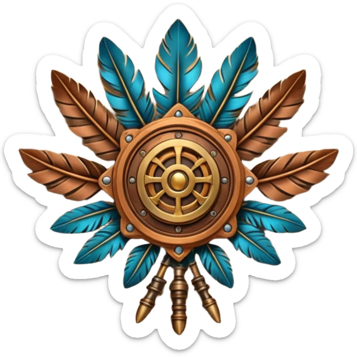 steampunk industrial and tribal nature faction emblem sticker
