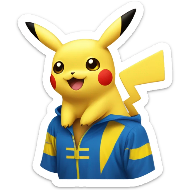 pikachu if it was from ukraine with ukranian ymbols and colors sticker