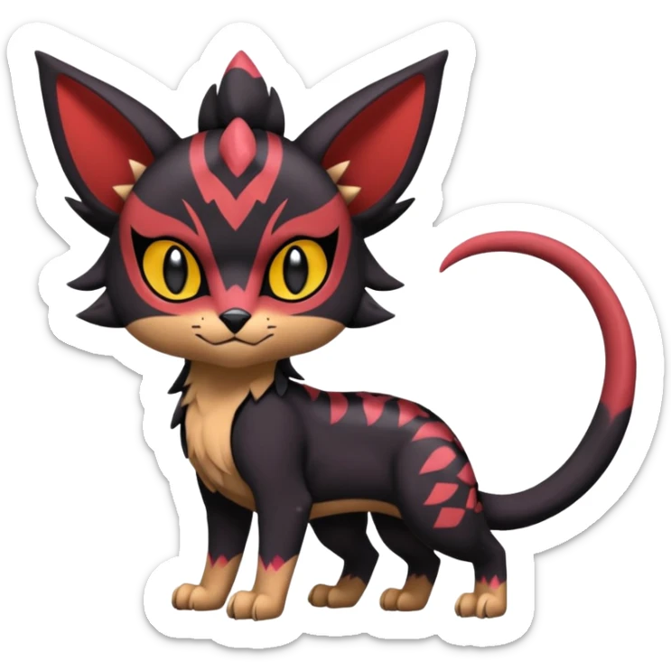 Dark edgy cute badass cool purdy Trico-Liepard-Noivern-Litten-Sprigatito-Pokémon-fusion-creature (full body) sticker