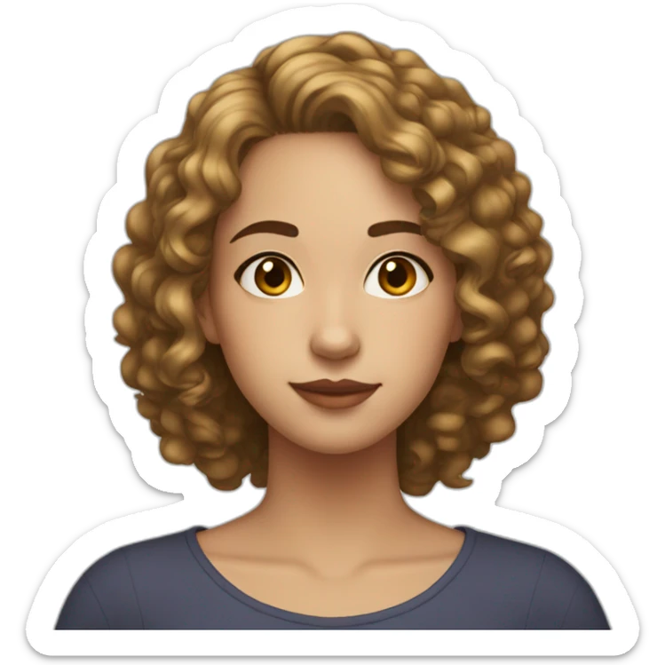 Light skinned girl in her 20s with dark curly neck length hair sticker