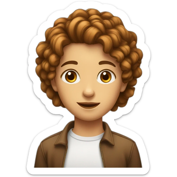 Une adolescente avec les yeux marrons clairs, les cheveux châtains et les cheveux frisés sticker