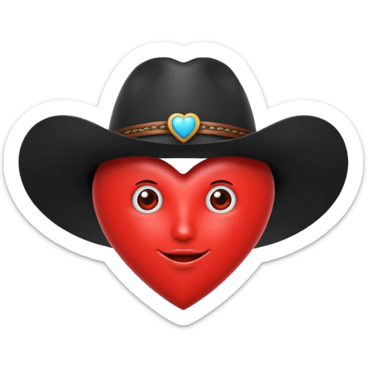 🫀ponle a este órgano corazón un sombrero de vaquero color negro encima  sticker