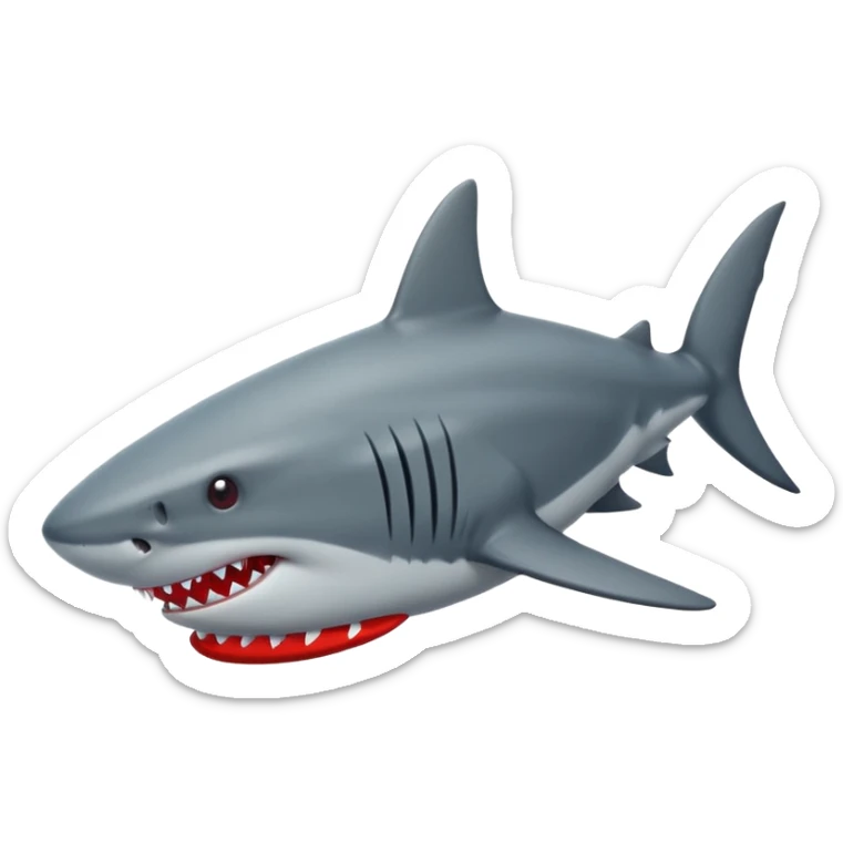 Genera un tiburón qué en cada aleta este un tenis rojos tipo puesto sticker