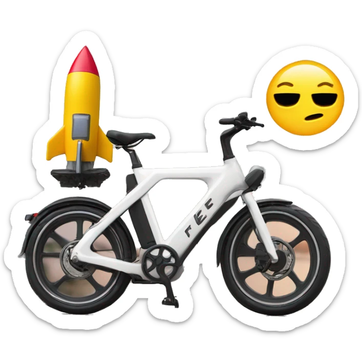 e-bike launching like a rocket with fie at the back with "cycle" writte on it sticker