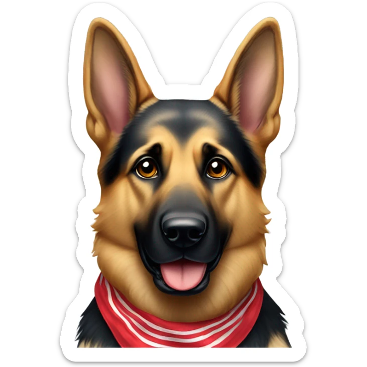 German shepherd weighs 90 pounds wearing USA bandana  sticker