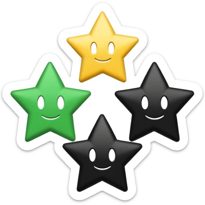 trois bandes superposées, une verte, une blanche et une noire. Sur la bande blanche figurent trois étoiles sticker