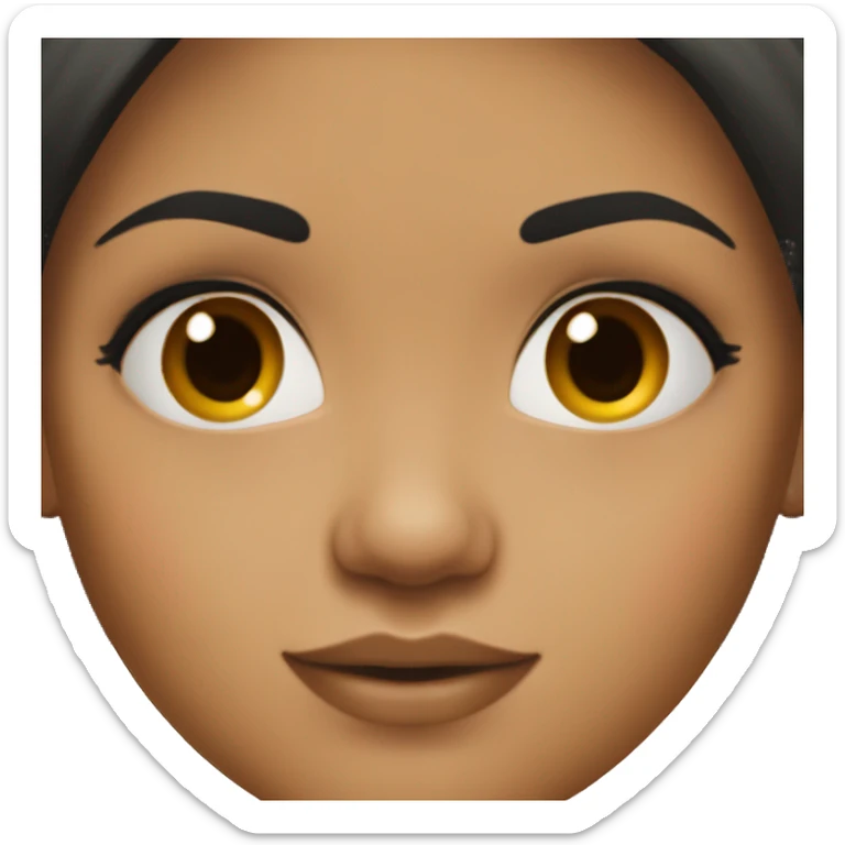 realistic dark black straight hair girl with tan skin and small nose kissy face  sticker