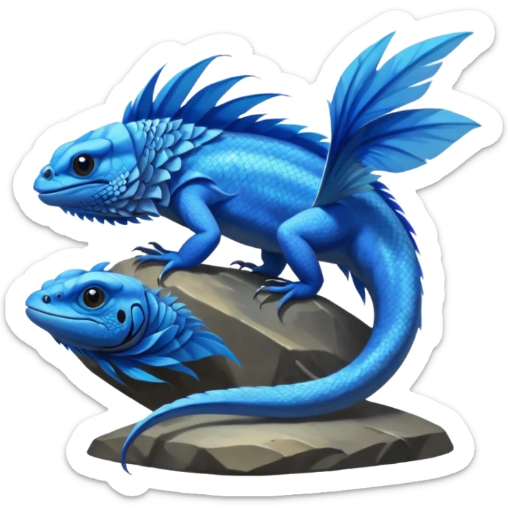 Mountain-Blue-Bird-Blue-Iguana-Blue-Betta-Fish-Russian-Blue-Cat-Fusion-animal-hybrid-creature sticker