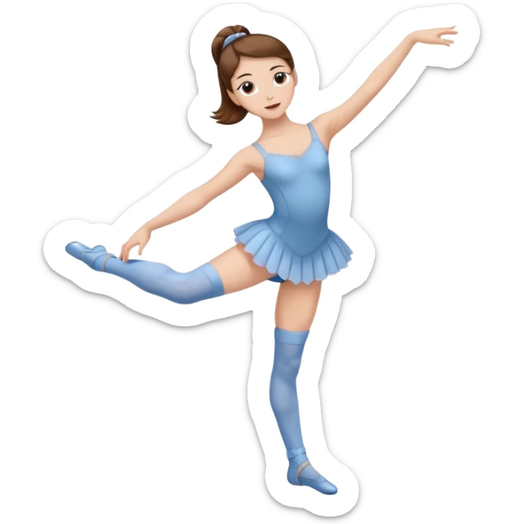 Ballet dancer in over the knee socks, leotard and long brown hair sticker