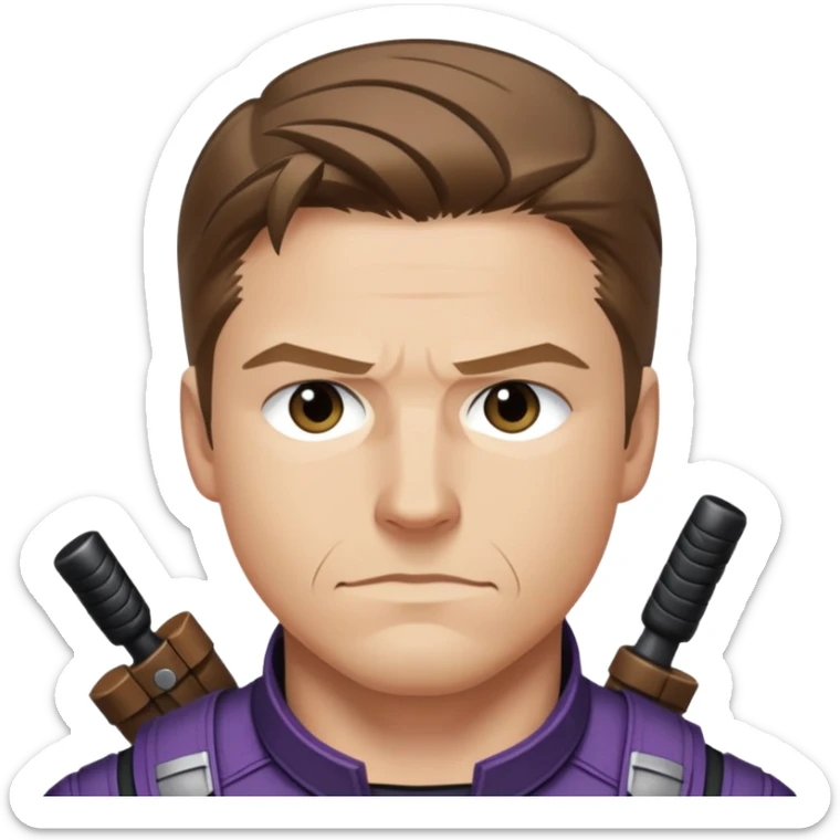 hawkeye clint barton portrait marvel, brown hair from captain america: civil war sticker