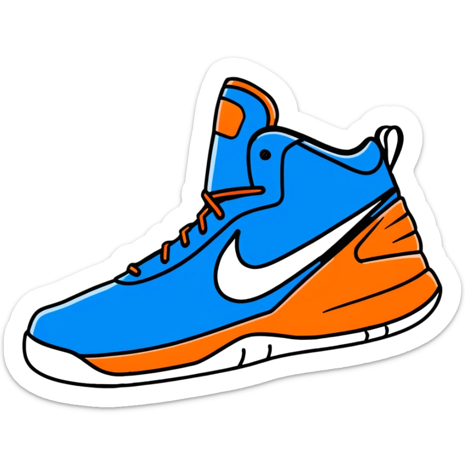sporty blue Nike basketball shoes with nike logo sticker