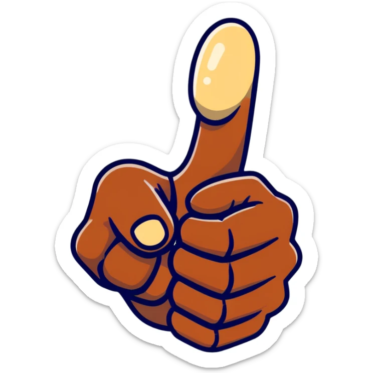 A thumbs up hand with dark skin that transitions to light skin at the wrist sticker