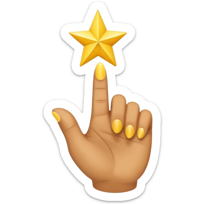 hand pointing one index finger with a star at the tip of the finger sticker