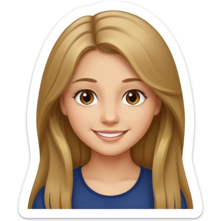 create a girl with dark blond long hair, hazel eyes and beautiful smile sticker