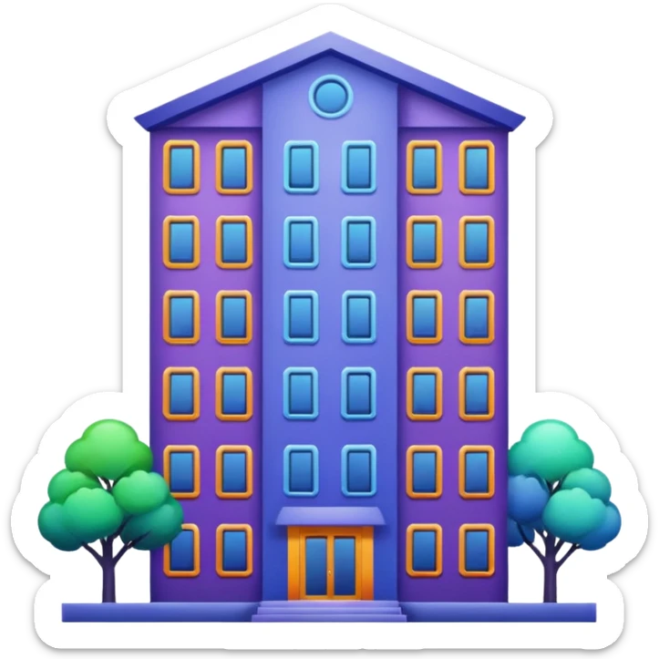 I want a 7 storey building with 7 chakras colour. Starting with violet, indigo, blue, green, yellow, orange , red sticker