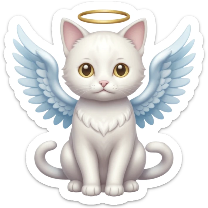 Pastel pale whitish shiny divine glorious holy glossy angel cat (Full body) sticker