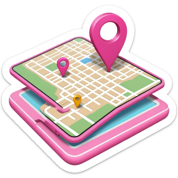 mix pink of a big gps map of the lines sticker