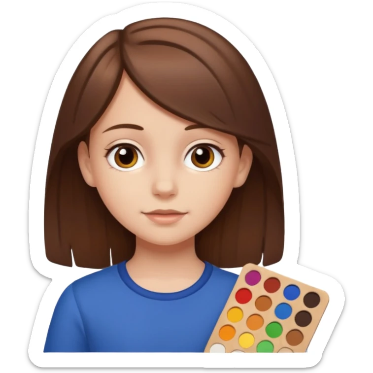 White girl brown hair around 8 years with Colour palette  sticker