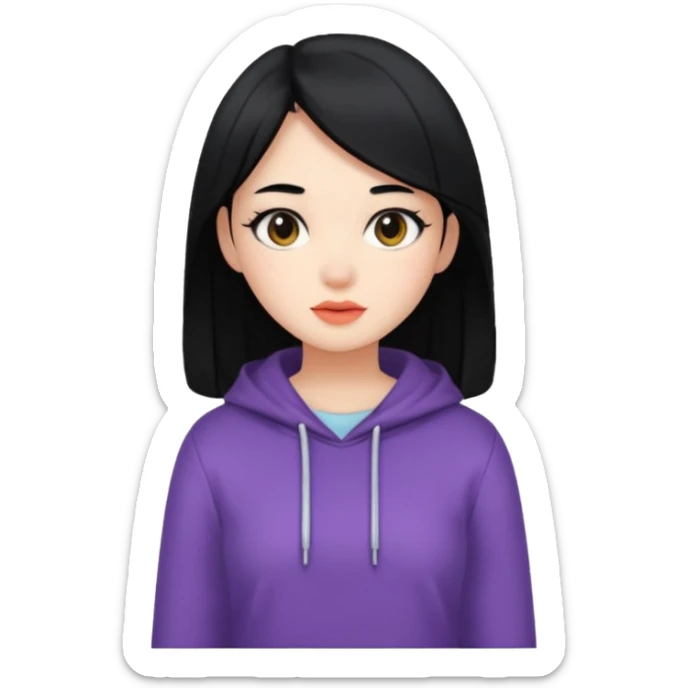 Girl WITH black Longinos hair and aesthetic clothes sticker
