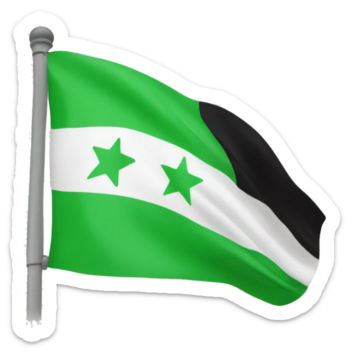 Flag with green on top, middle white color with 3 stars. And black color in the end.  sticker