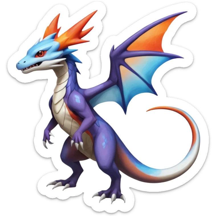 Shiny Noivern-Latios-Marowak-Salandit-Fakémon-hybrid-creature (full body)  sticker