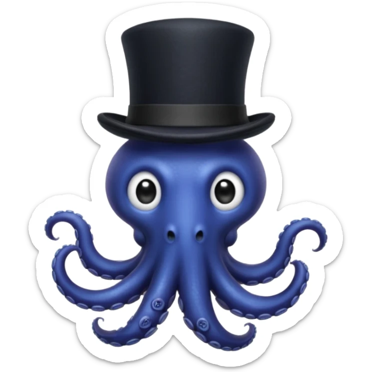 Henry the Octopus from the Wiggles with black hat and bow tie, indigo skin sticker