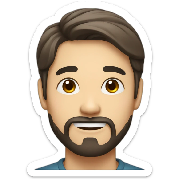 korean male early thirties short beard long brown female hair happy expression sticker