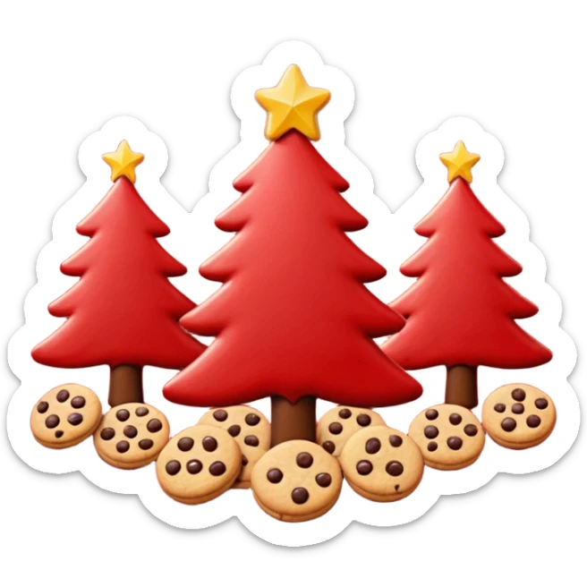 Christmas wallpaper with emoji trees cookies chilling all in red colour sticker