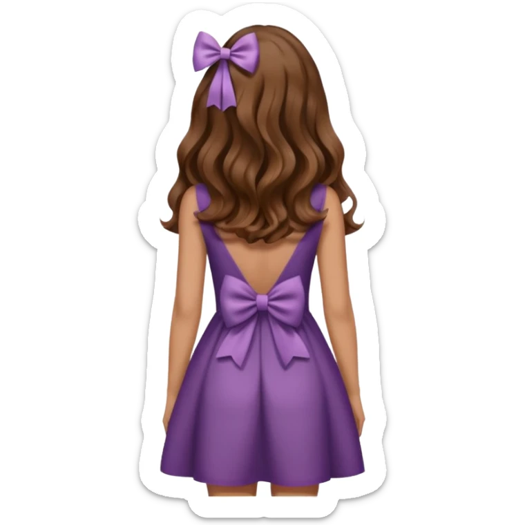 Emoji femme de dos cheveux ondulés brun avec noeud dans les cheveux  sticker